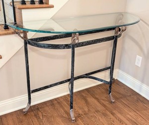 ML - Hollywood Regency Style Demi-Lune Glass Top