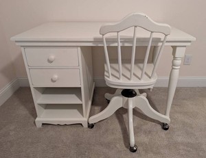 ULB - Pottery Barn Kids Cottage Style White Desk & Swivel Spindle Chair Set