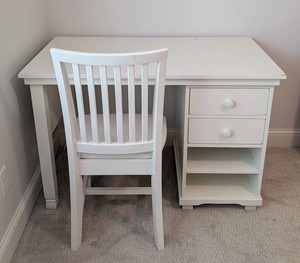 ULB - Pottery Barn Kids Cottage Style White Desk & Swivel Spindle Chair Set