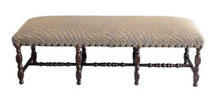 LR - 60 Upholstered Animal Print Bench with Turned Wood Legs