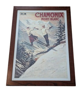 ULB - Framed Chamonix Mont-Blanc Ski Print Tahamo