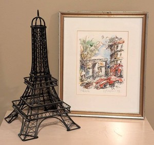 LLB - Paris Wall Decor Framed Print & Metal Eiffel Tower Decor