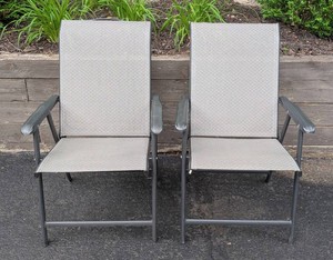 G - Folding Patio Chairs Grey (Lot of 2)
