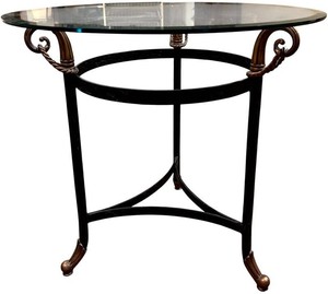 LL - Accent Table - Glass Top Metal Base