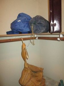 Vintage briefcase, sleeping bag and...