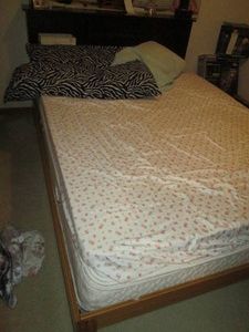 Queen size bed frame with bookshelf...