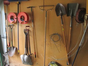 Content hanging on garage wall to i...