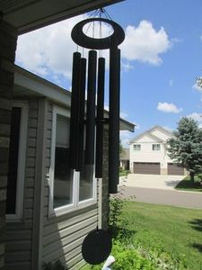 Large green patina wind chime...