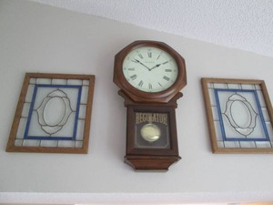 2ft Wood framed regulator clock plu...