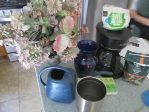Faux floral arrangement, 4-cup coff...
