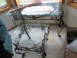 Decorative metal glass top end tabl...