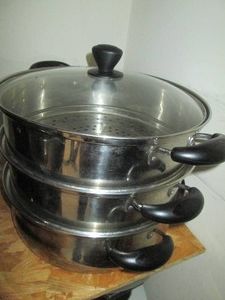 3-section boiler-steamer pot with l...
