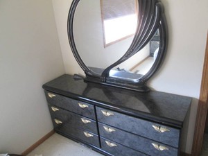 Black lacquer and stone style 6-dra...