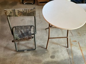 Folding camp chair and table