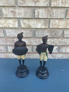Vintage figurative cast bronze candle holders