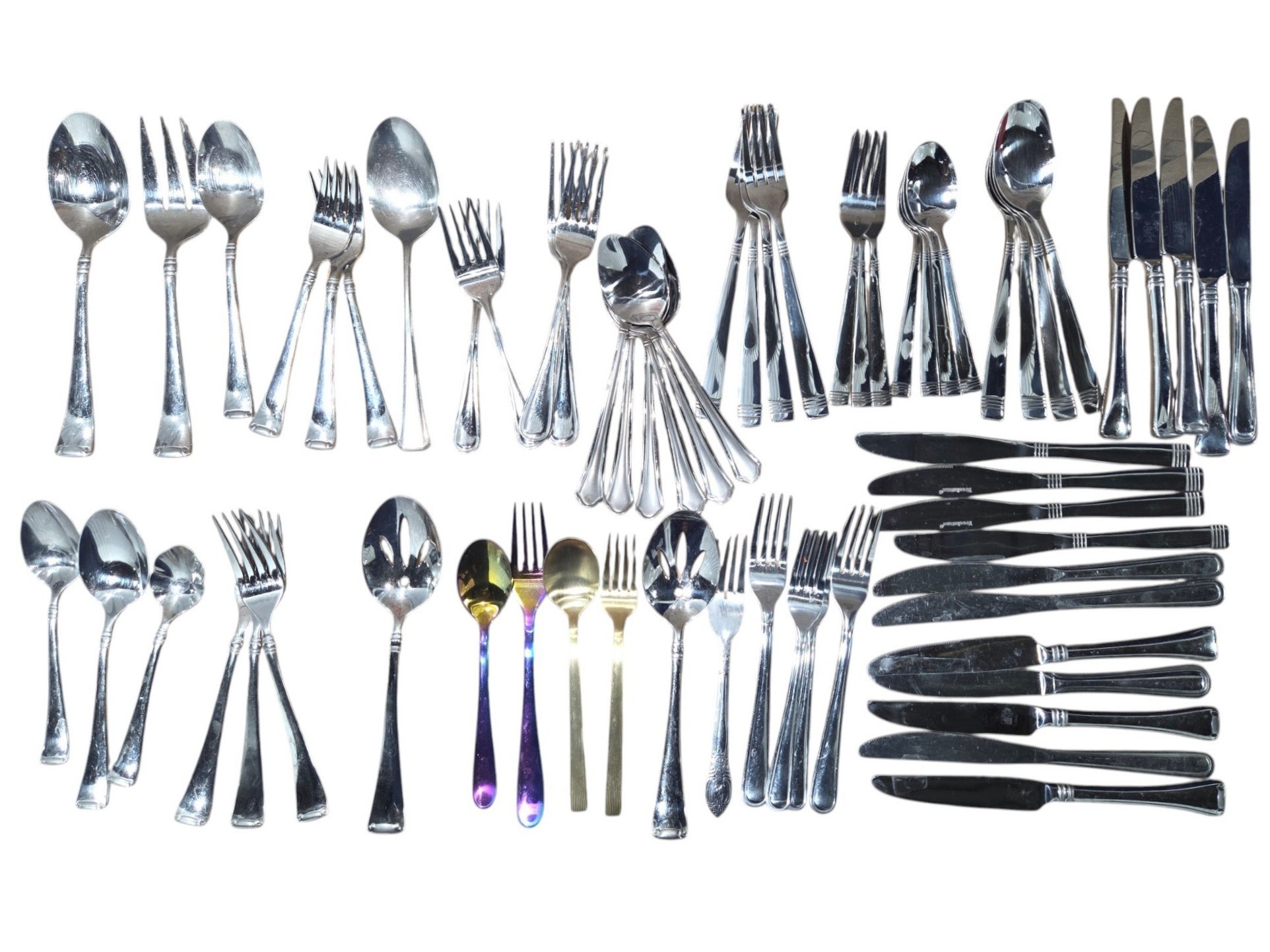 Mixed Silver-Plated Flatware Lot  Forks, Spoons, Knives & Serving Pieces