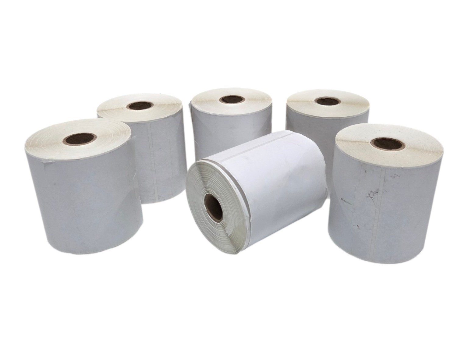 Lot of 6 Rolls Thermal Paper Sticker Labels  White Adhesive Printer Labels