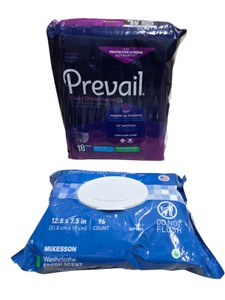 Prevail Womens Daily Underwear Large 18 Count & McKesson Washcloths 96 Count