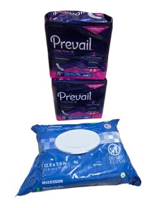 Prevail Daily Pads 2 Packs & McKesson Fresh Scent Washcloths 96 Count