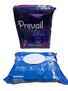 Prevail Womens Daily Underwear Large 18 Count & McKesson Washcloths 96 Count