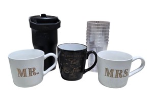 Stanley Travel Tumbler, Threshold Mr. & Mrs. Stoneware Mugs & Assorted Drinkware