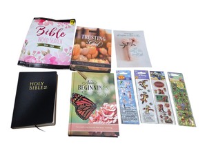 KJV Holy Bible, 366 Devotionals, Bible Word Search & Disney Stickers - 9-Piece Lot