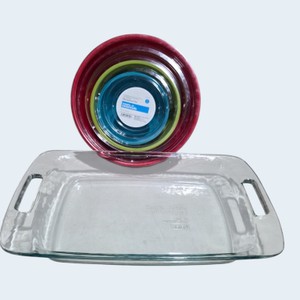Pyrex 9x13 3-Qt Glass Baking Dish & Room Essentials 3-Piece Mixing Bowl Set