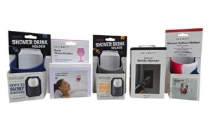 30 Watt & Sudski Shower Drink Holders, Bath Wine Holder & Bottle Opener - 5 Pc