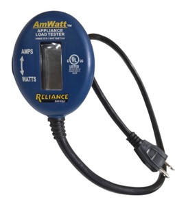 Reliance Controls AmWatt Appliance Load Tester - Ammeter Wattmeter 120V 15A