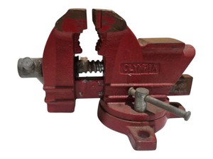 Olympia Swivel-Base Bench Vise w Anvil & Pipe Jaws - Red Cast Iron