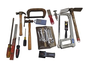 Assorted Hand Tool Lot  Lenox Hacksaw, Zircon Stud Sensor, Hammers, Wrenches & Burr Set