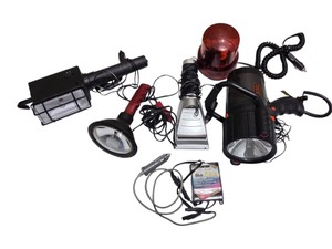 Automotive Emergency Light Lot  BlackDecker Spotlight, 12V Beacon & Heated Ice Scraper