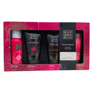 Rituals Ancient Beauty 4-Piece Travel Size Bath & Body Gift Set - Yogi Flow, Ayurveda Scrub, Shampoo, Body Cream