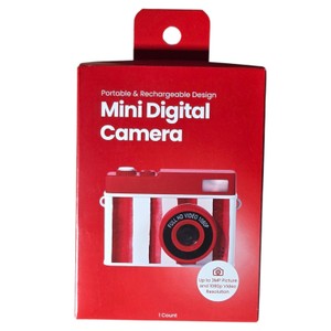 Portable Mini Digital Camera 1080p Video 3MP Photos 2 Screen  Red & White
