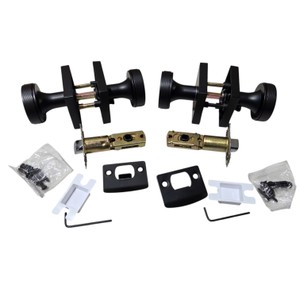 Lot of 2 Goldenwarm Matte Black Privacy Door Knob Sets MS7042BK12  New