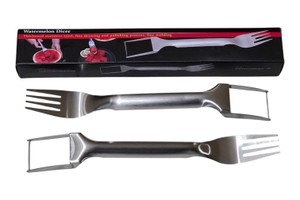 2-Piece Stainless Steel Watermelon Dicer Cutter Fork Slicer Set  New