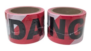 Lot of 2 Premium DANGER Barricade Tape Rolls 3 in x 300 ft RedBlack