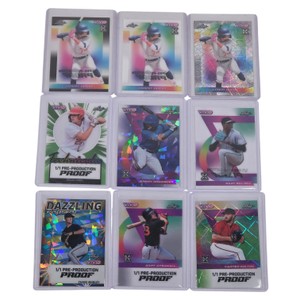 9 Leaf Vivid Baseball Card Lot  7 One-of-One Pre-Production Proofs & Rookie Parallels