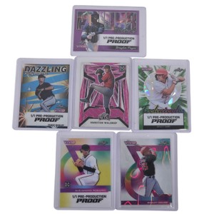 6 Leaf Baseball Card Lot  4 One-of-One Pre-Production Proofs & Rookie Parallels