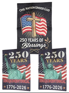 Lot of 3 MAGIUKE 250th Anniversary Patriotic Garden Flags 12 x 18 In
