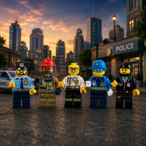 LEGO City Minifigure Lot of 5 - Police, Firefighter, Coast Guard, Female Officer