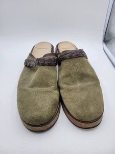 Lands End Suede Braided Clog Mule Womens Olive Green US 9 Pre-Owned
