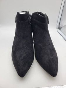 Pointed Toe Kitten Heel Ankle Bootie Womens Black Faux Suede US 6.5 New without Box