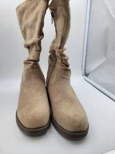 Slouch Knee-High Riding Boot Womens Tan Faux Suede EUR 37 (approx US 6.5) New without Box
