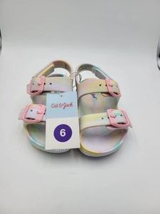 Cat & Jack EVA Double-Buckle Slingback Footbed Sandal Toddler Girls Pastel Tie-Dye US 6 New with Tags