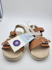 Cat & Jack Cross-Strap Buckle Footbed Sandal Toddler Girls Cognac Brown US 6 New with Tags