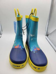 Shark Ocean Rubber Rain Boot Toddler Boys Blue Yellow US 13 New with Tags