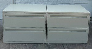Set of 2 Tan Color Hon Industries File Cabinets - 2 Drawer- Each Cabinet Measures 36 W x 28.25H x 19 18 D