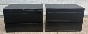 Set of 2 Black Hon Industries Office File Cabinets 2 Drawer 42W x 28 18H x 19 18D