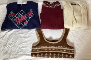 Mon Repos S.A. Alpaca Wool Tank Sweater and Cardigan plus Two Wool Womens Sweaters (MED & Small)